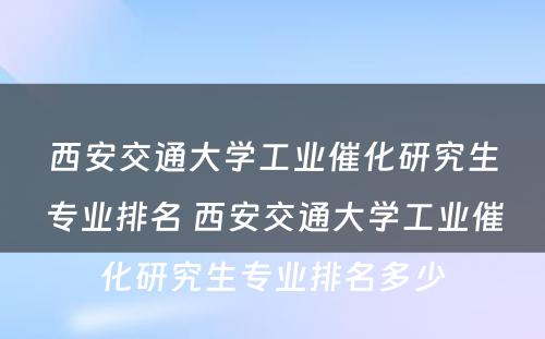 西安交通大学工业催化研究生专业排名 西安交通大学工业催化研究生专业排名多少