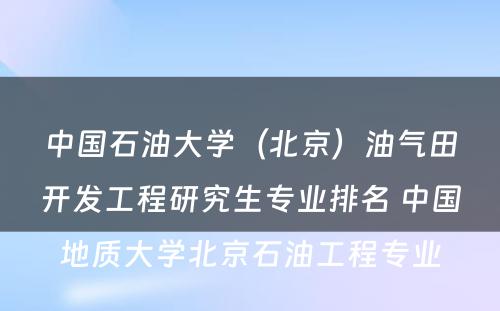 中国石油大学（北京）油气田开发工程研究生专业排名 中国地质大学北京石油工程专业