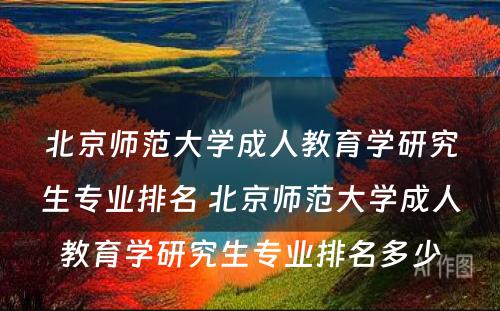 北京师范大学成人教育学研究生专业排名 北京师范大学成人教育学研究生专业排名多少