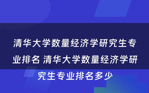 清华大学数量经济学研究生专业排名 清华大学数量经济学研究生专业排名多少