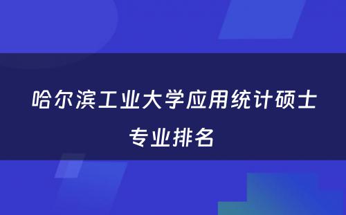 哈尔滨工业大学应用统计硕士专业排名 