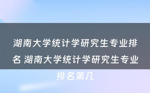 湖南大学统计学研究生专业排名 湖南大学统计学研究生专业排名第几