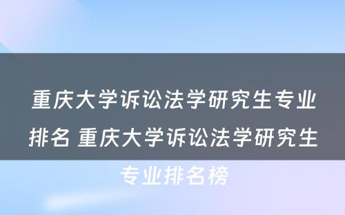 重庆大学诉讼法学研究生专业排名 重庆大学诉讼法学研究生专业排名榜