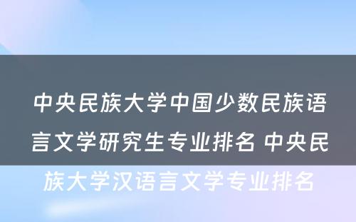 中央民族大学中国少数民族语言文学研究生专业排名 中央民族大学汉语言文学专业排名