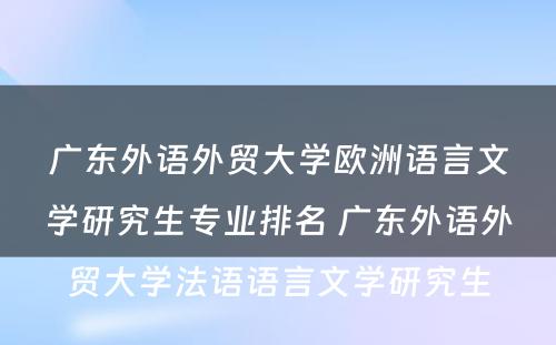 广东外语外贸大学欧洲语言文学研究生专业排名 广东外语外贸大学法语语言文学研究生