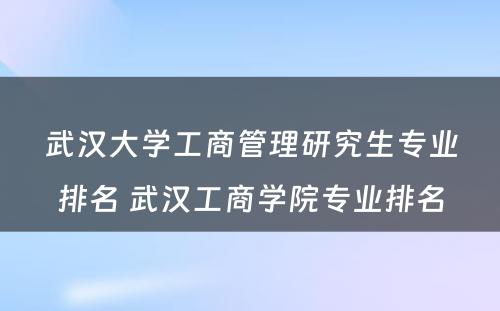 武汉大学工商管理研究生专业排名 武汉工商学院专业排名