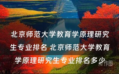 北京师范大学教育学原理研究生专业排名 北京师范大学教育学原理研究生专业排名多少