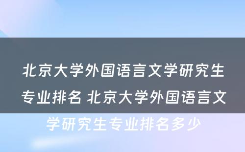 北京大学外国语言文学研究生专业排名 北京大学外国语言文学研究生专业排名多少