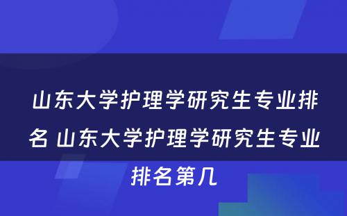 山东大学护理学研究生专业排名 山东大学护理学研究生专业排名第几