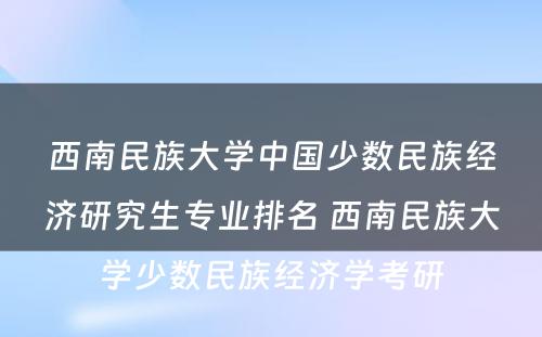 西南民族大学中国少数民族经济研究生专业排名 西南民族大学少数民族经济学考研