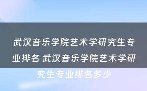 武汉音乐学院艺术学研究生专业排名 武汉音乐学院艺术学研究生专业排名多少