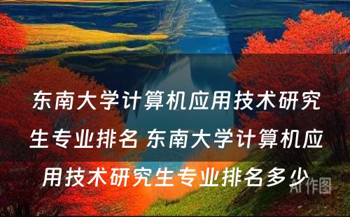 东南大学计算机应用技术研究生专业排名 东南大学计算机应用技术研究生专业排名多少