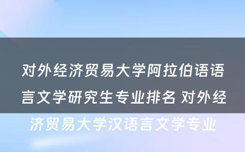 对外经济贸易大学阿拉伯语语言文学研究生专业排名 对外经济贸易大学汉语言文学专业