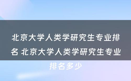 北京大学人类学研究生专业排名 北京大学人类学研究生专业排名多少