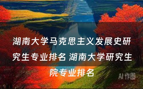 湖南大学马克思主义发展史研究生专业排名 湖南大学研究生院专业排名