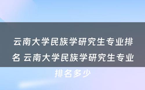 云南大学民族学研究生专业排名 云南大学民族学研究生专业排名多少