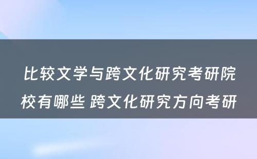 比较文学与跨文化研究考研院校有哪些 跨文化研究方向考研