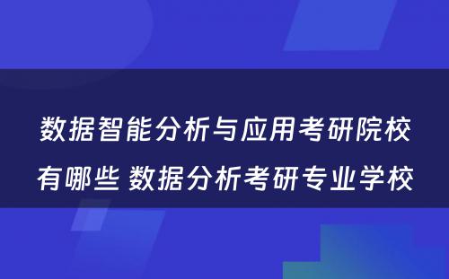 数据智能分析与应用考研院校有哪些 数据分析考研专业学校