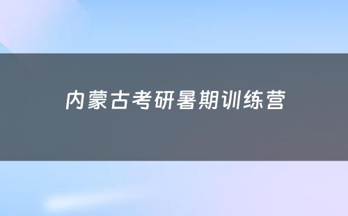 内蒙古考研暑期训练营