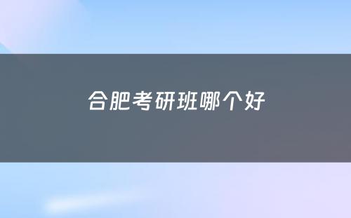 合肥考研班哪个好