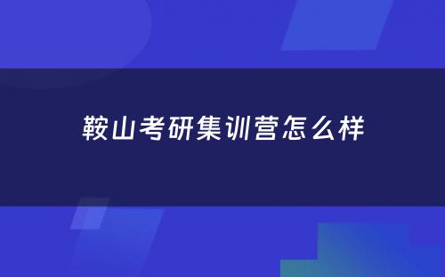 鞍山考研集训营怎么样