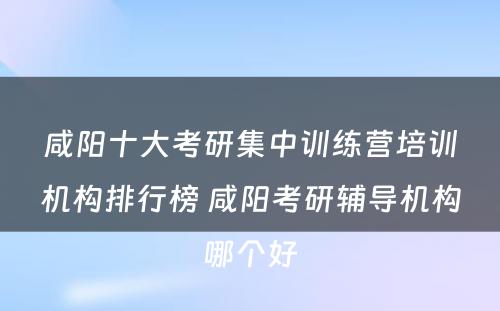 咸阳十大考研集中训练营培训机构排行榜 咸阳考研辅导机构哪个好