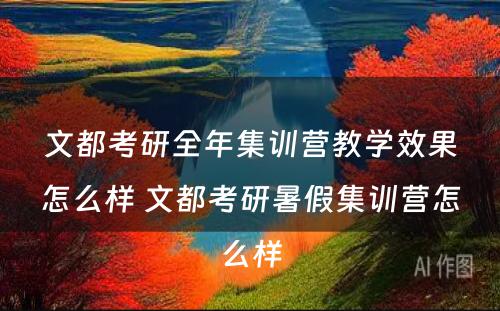 文都考研全年集训营教学效果怎么样 文都考研暑假集训营怎么样