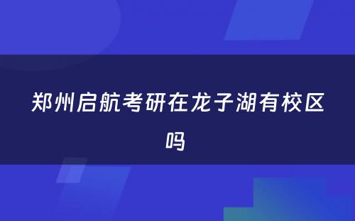 郑州启航考研在龙子湖有校区吗 