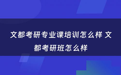 文都考研专业课培训怎么样 文都考研班怎么样