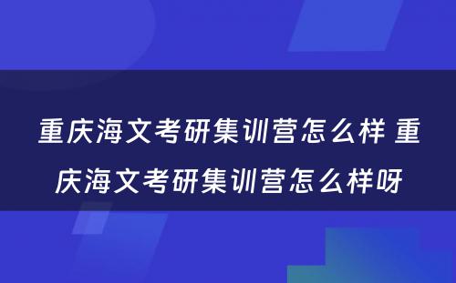 重庆海文考研集训营怎么样 重庆海文考研集训营怎么样呀