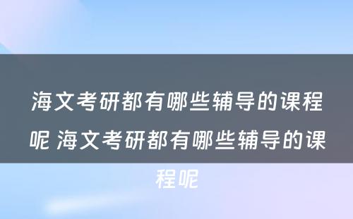 海文考研都有哪些辅导的课程呢 海文考研都有哪些辅导的课程呢