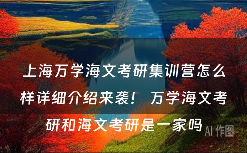 上海万学海文考研集训营怎么样详细介绍来袭！ 万学海文考研和海文考研是一家吗