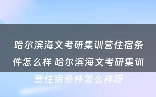 哈尔滨海文考研集训营住宿条件怎么样 哈尔滨海文考研集训营住宿条件怎么样呀