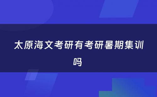 太原海文考研有考研暑期集训吗 