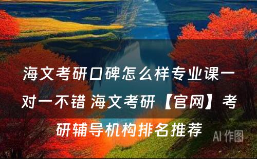 海文考研口碑怎么样专业课一对一不错 海文考研【官网】考研辅导机构排名推荐