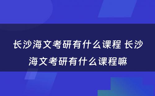 长沙海文考研有什么课程 长沙海文考研有什么课程嘛