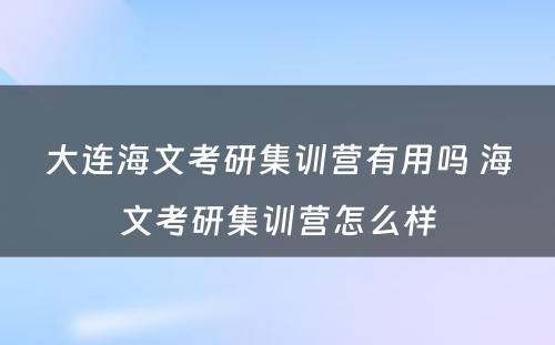 大连海文考研集训营有用吗 海文考研集训营怎么样