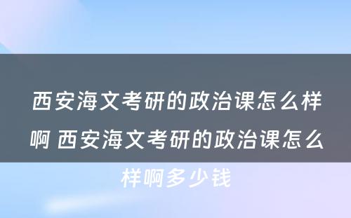 西安海文考研的政治课怎么样啊 西安海文考研的政治课怎么样啊多少钱