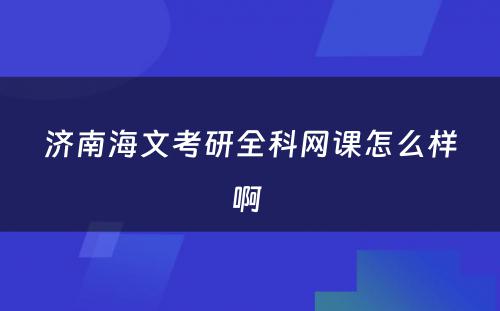 济南海文考研全科网课怎么样啊 