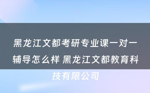 黑龙江文都考研专业课一对一辅导怎么样 黑龙江文都教育科技有限公司