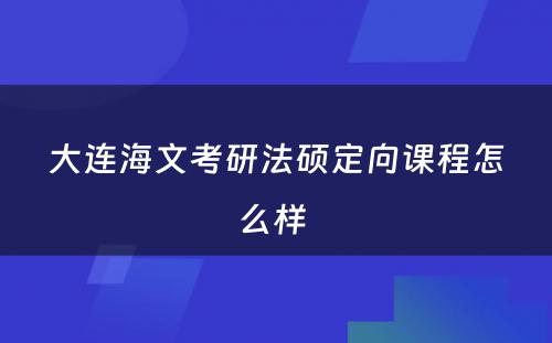 大连海文考研法硕定向课程怎么样 