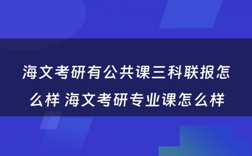 海文考研有公共课三科联报怎么样 海文考研专业课怎么样