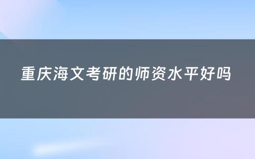 重庆海文考研的师资水平好吗 