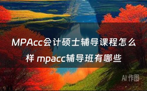 MPAcc会计硕士辅导课程怎么样 mpacc辅导班有哪些