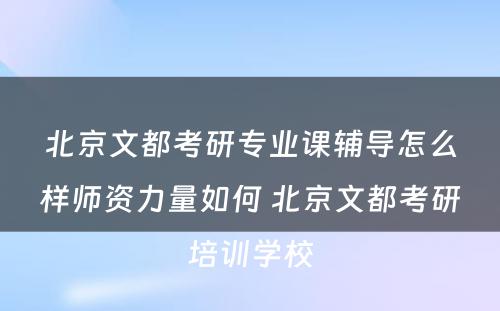 北京文都考研专业课辅导怎么样师资力量如何 北京文都考研培训学校