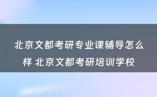 北京文都考研专业课辅导怎么样 北京文都考研培训学校