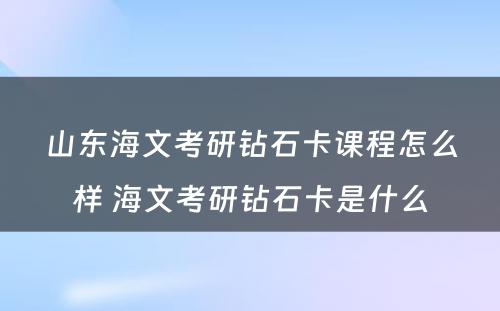 山东海文考研钻石卡课程怎么样 海文考研钻石卡是什么