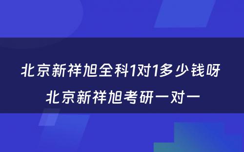 北京新祥旭全科1对1多少钱呀 北京新祥旭考研一对一