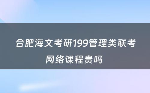 合肥海文考研199管理类联考网络课程贵吗 