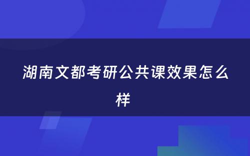 湖南文都考研公共课效果怎么样 